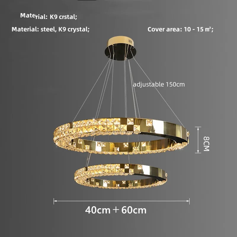 Afralia™ Luxury Crystal Pendant Chandelier with LED Lights for Dining, Bedroom, and Living Room