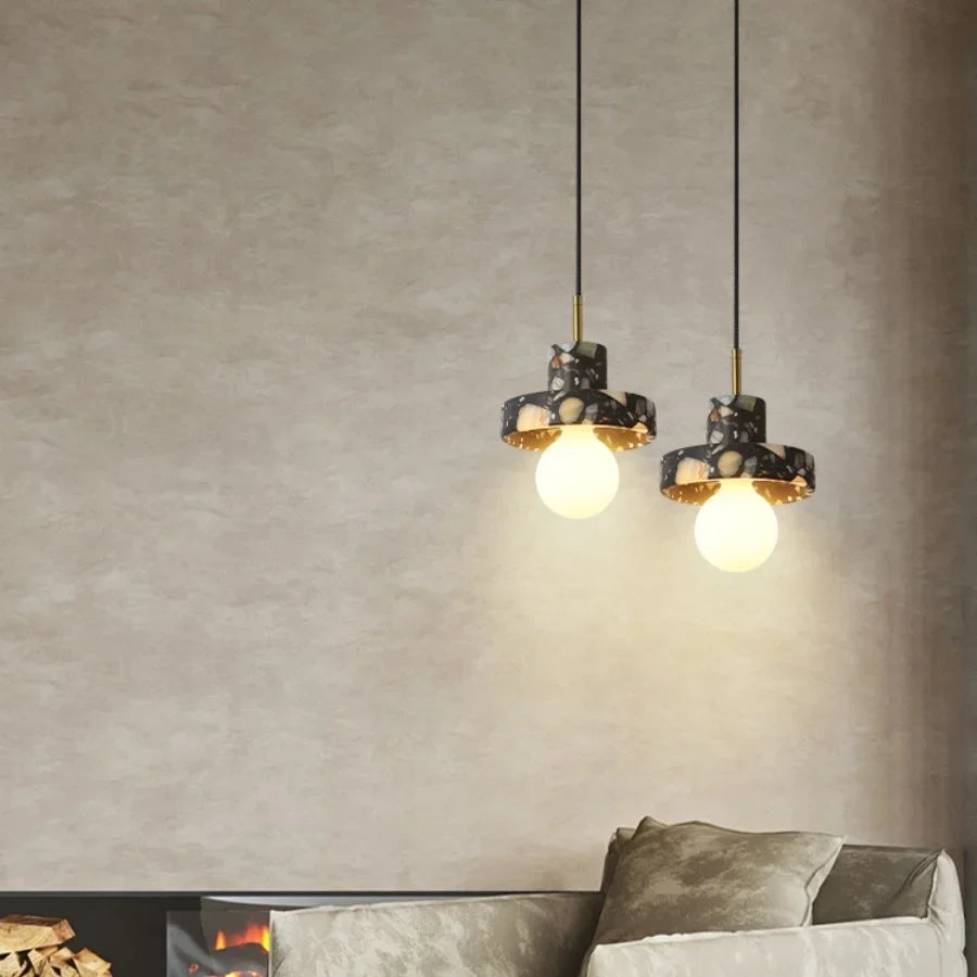 Afralia™ Terrazzo Stone LED Pendant Lights for Modern Home Decor