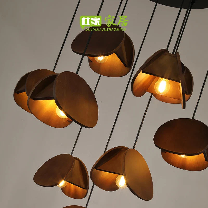 Afralia™ Antique Style Solid Wood Retro Pendant Light - High-End Living Room Lighting