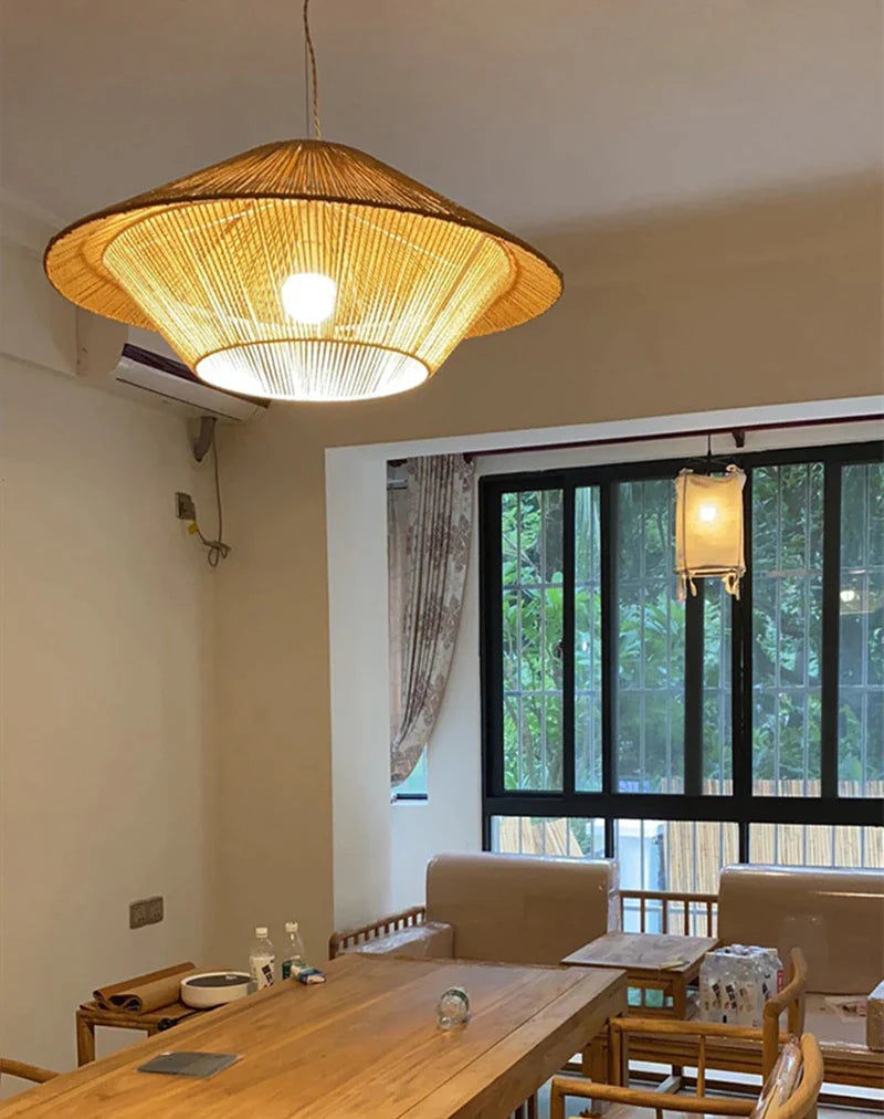 Afralia™ Handmade Hemp Rope Pendant Lamp for Dining Room Kitchen Cafe