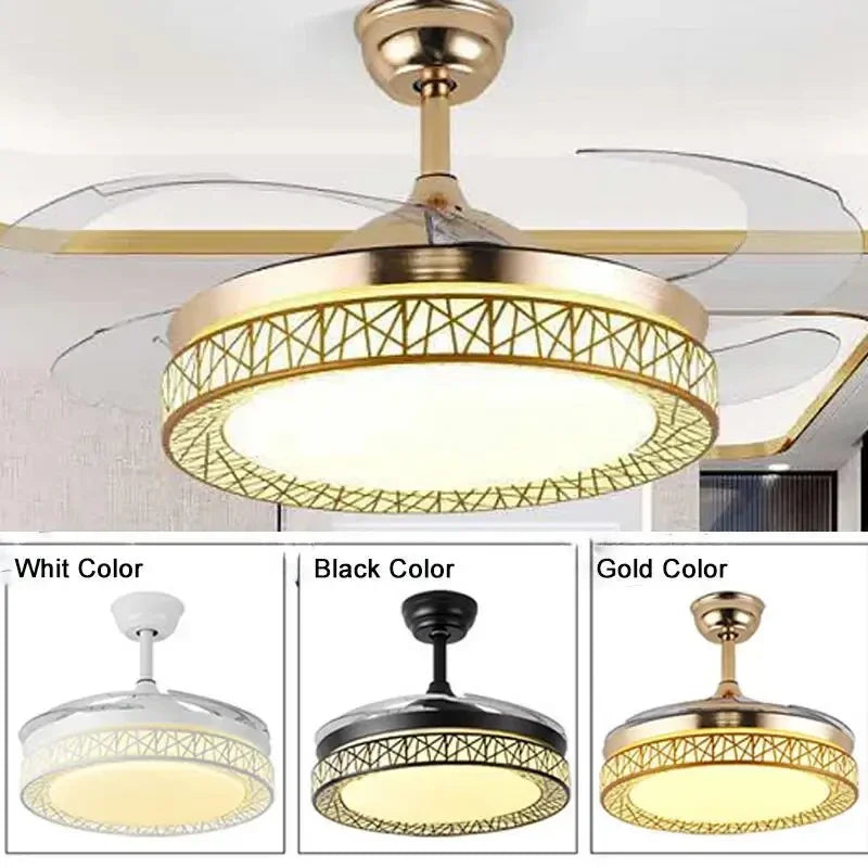 Afralia™ Gold Ceiling Fan Lights Remote Control 36/42inch Dining Bedroom Living Luminaria