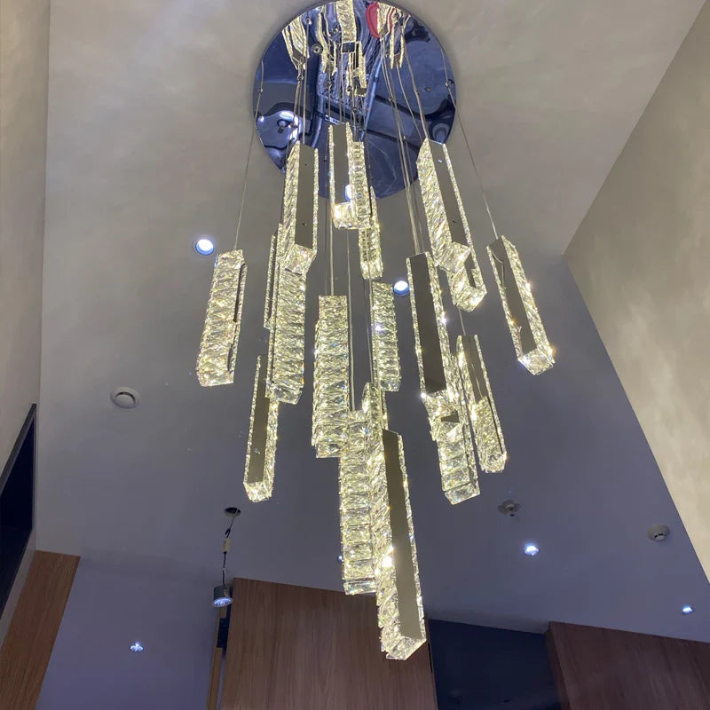 Afralia™ Modern Luxury Crystal Chandelier for Hall Restaurant Stair Dimmable