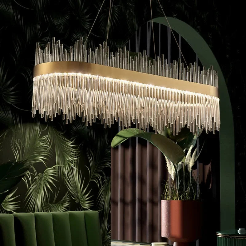 Afralia™ Modern Luxury Glass LED Pendant Light Chandelier