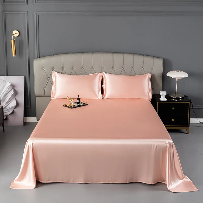 Afralia™ Mulberry Silk King Size Sheet Set - Luxury Soft Bed Cover in Solid Color