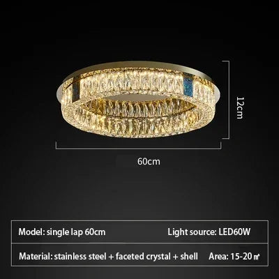 Afralia™ Crystal LED Ceiling Lamp: Modern Stainless Steel Chandelier for Living Room, Bedroom & Kitchen.