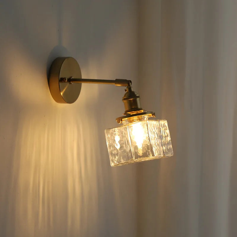 Afralia™ Copper Glass LED Mirror Light for Bedroom Living Room Wall Sconce