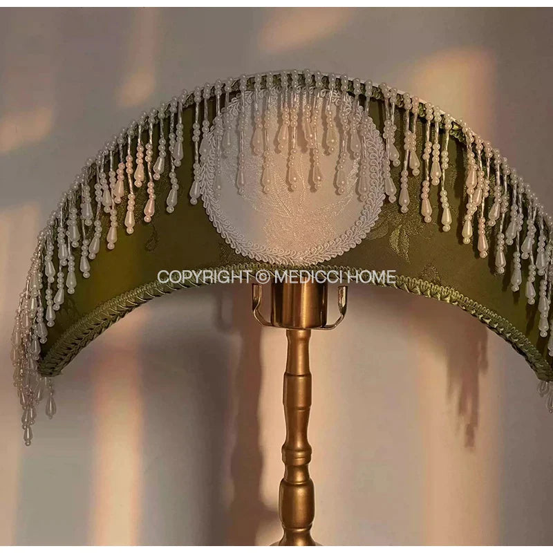 Afralia™ Crescent Moon Lampshade with Tassels - Victorian Style Medieval Desk Light Cover