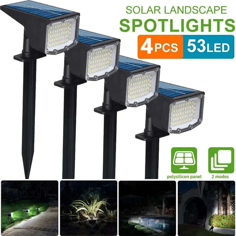 Afralia™ Solar Spotlight 53LED In-Ground Waterproof Landscape Wall Light - Set of 4