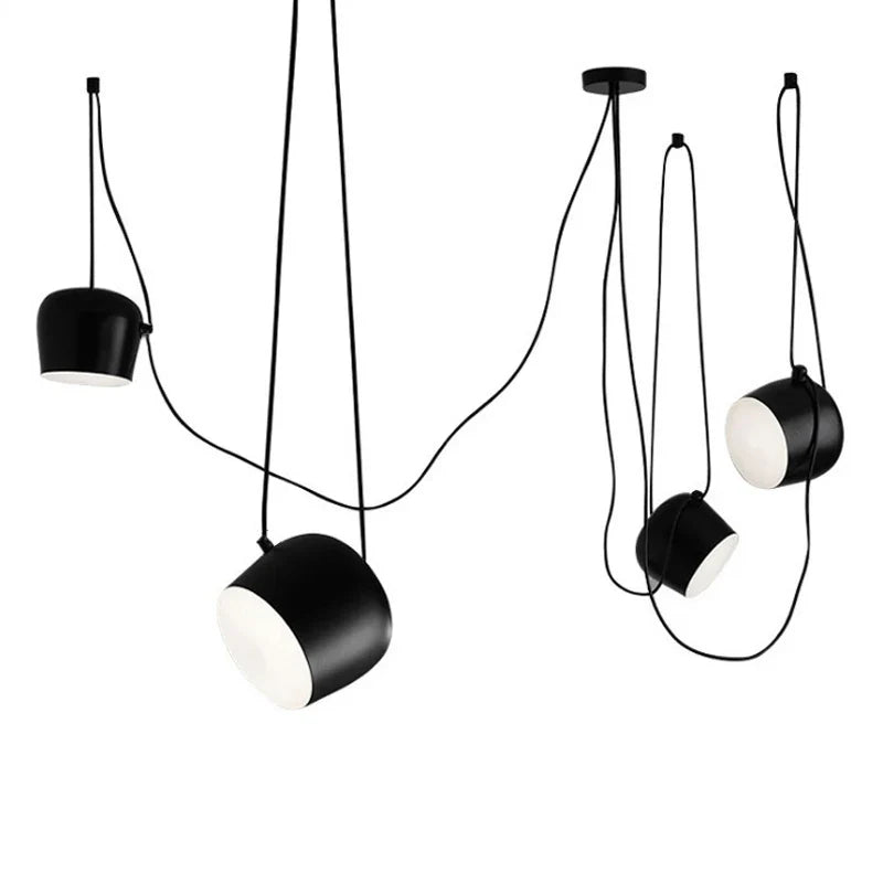 Afralia™ Black Drum LED Pendant for Kitchen & Restaurant - Spider Industrial Ceiling Light