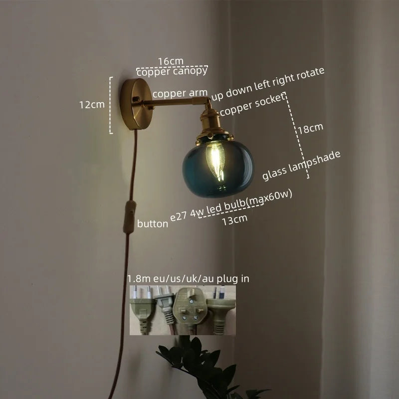 Afralia™ Nordic Wall Light Fixture with Pull Chain Switch, LED Bedside Lamp