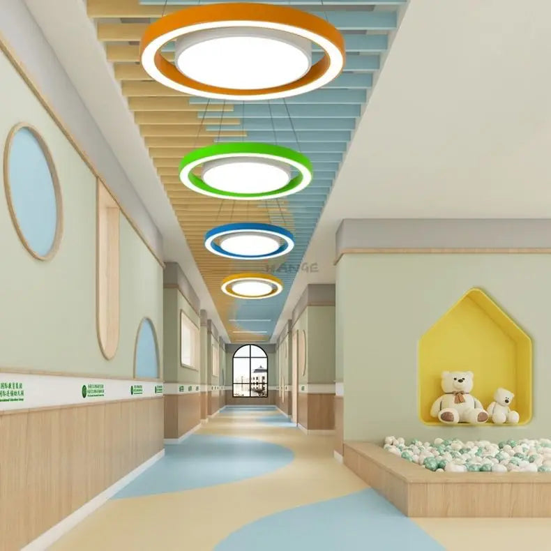Afralia™ Color Ring LED Chandelier - Creative Round Lamp for Kindergarten and Office