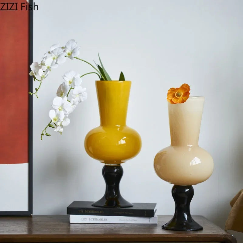 Afralia™ Goblet Glass Vase for Desk Decoration with Artificial Flowers