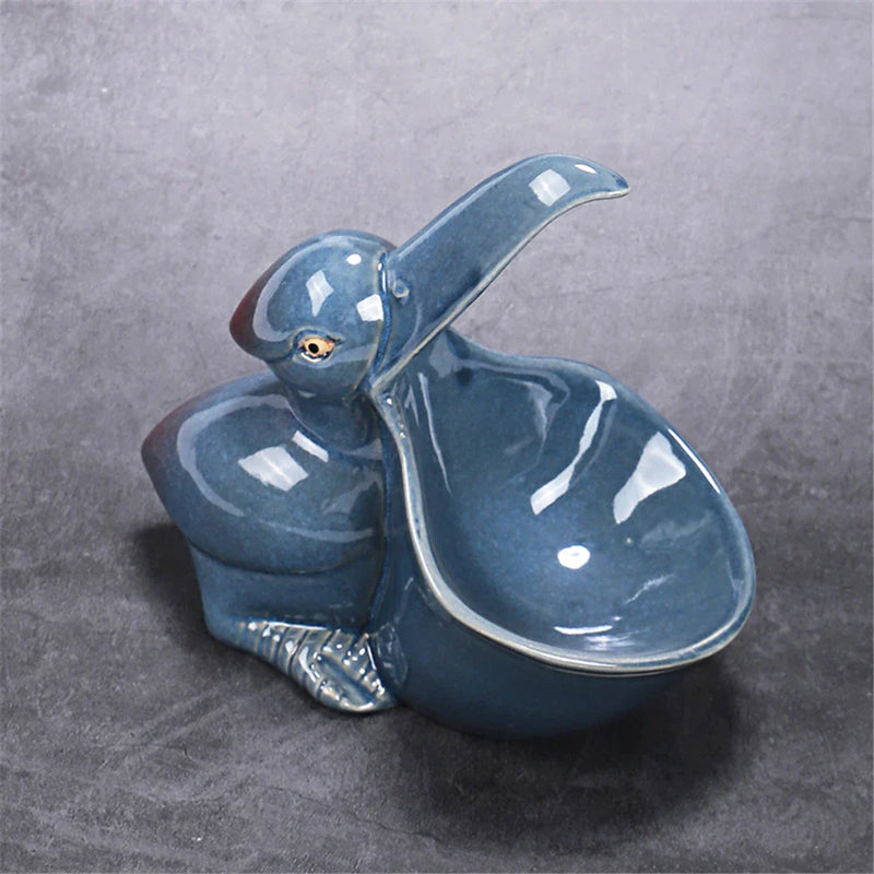 Afralia™ Ceramic Animal Storage Can: Home Decoration & Organizer Frog Pelican Shark Figurine