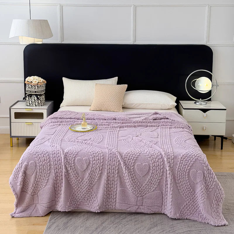 Afralia™ Jacquard Coral Velvet Sofa Cover Blanket | Soft & Warm for Spring/Autumn