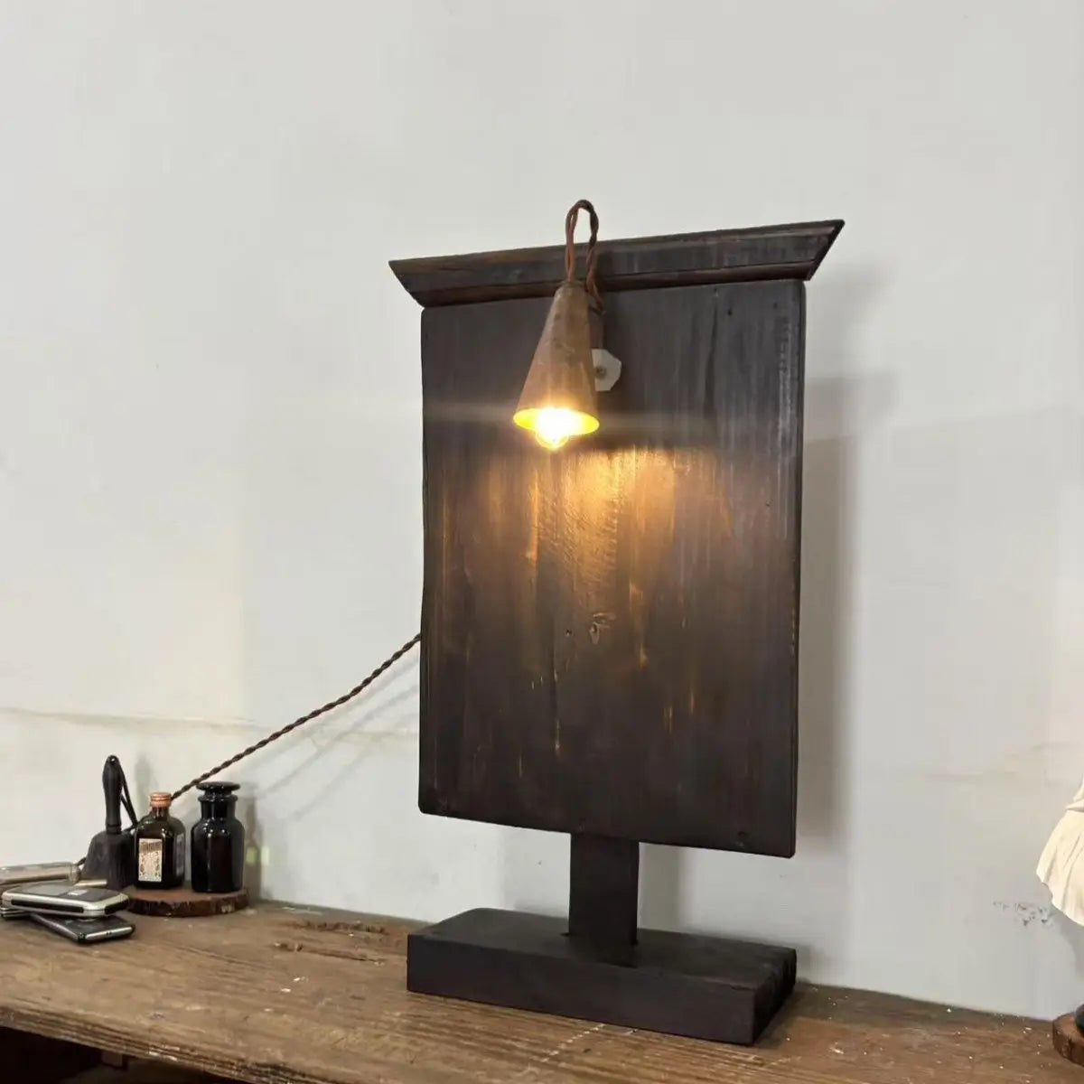 Afralia™ Vintage Floor Standing Magazine Rack with Reading Lamp and Shelves