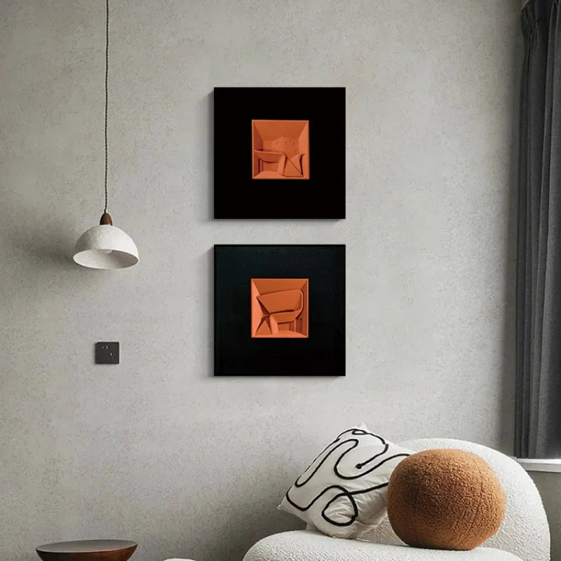 Afralia™ Abstract Geometric Wall Decoration Square Mural Room Accessories