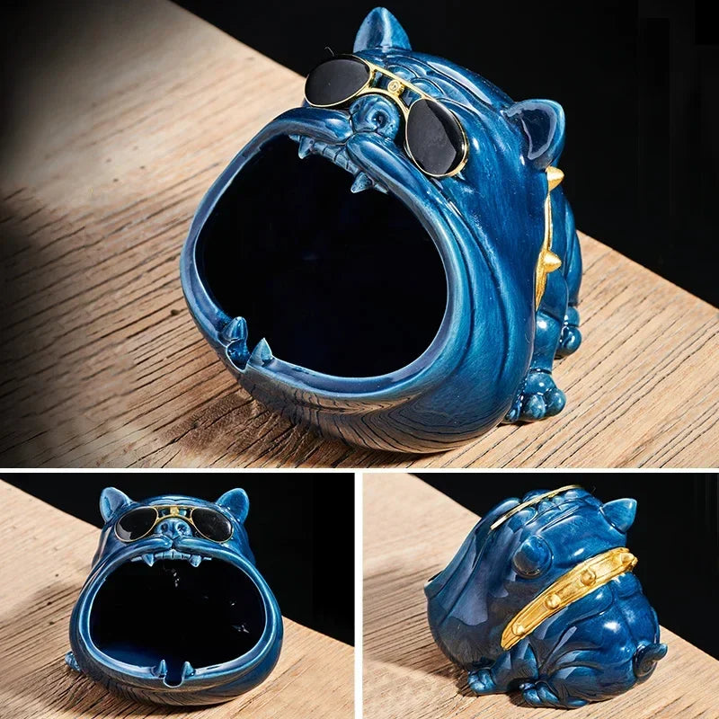 Afralia™ Bulldog Ceramic Ashtray | Desktop Smoking Accessory | Portable Weed Ash Tray