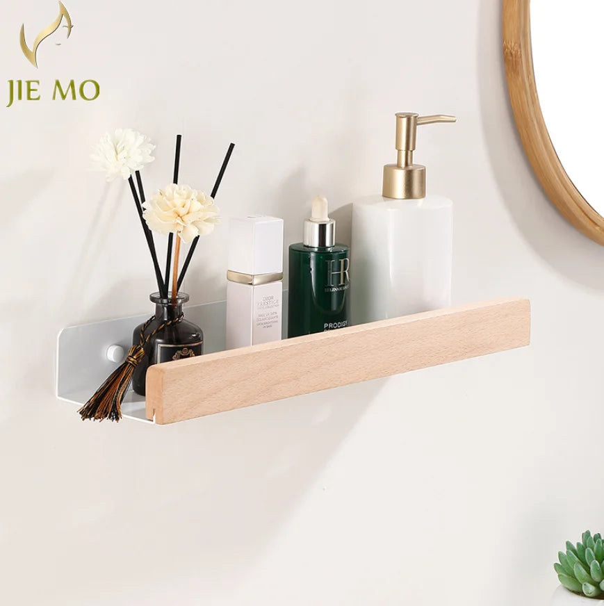 Afralia™ Walnut Wall Mount Bathroom Shelf for Toilet Wash Counter and Shower Essentials