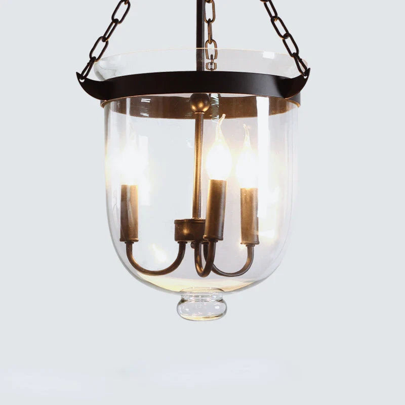 Afralia™ Glass Bucket Pendant Light Retro Dining Room Foyer Black/Rust LED Fixture