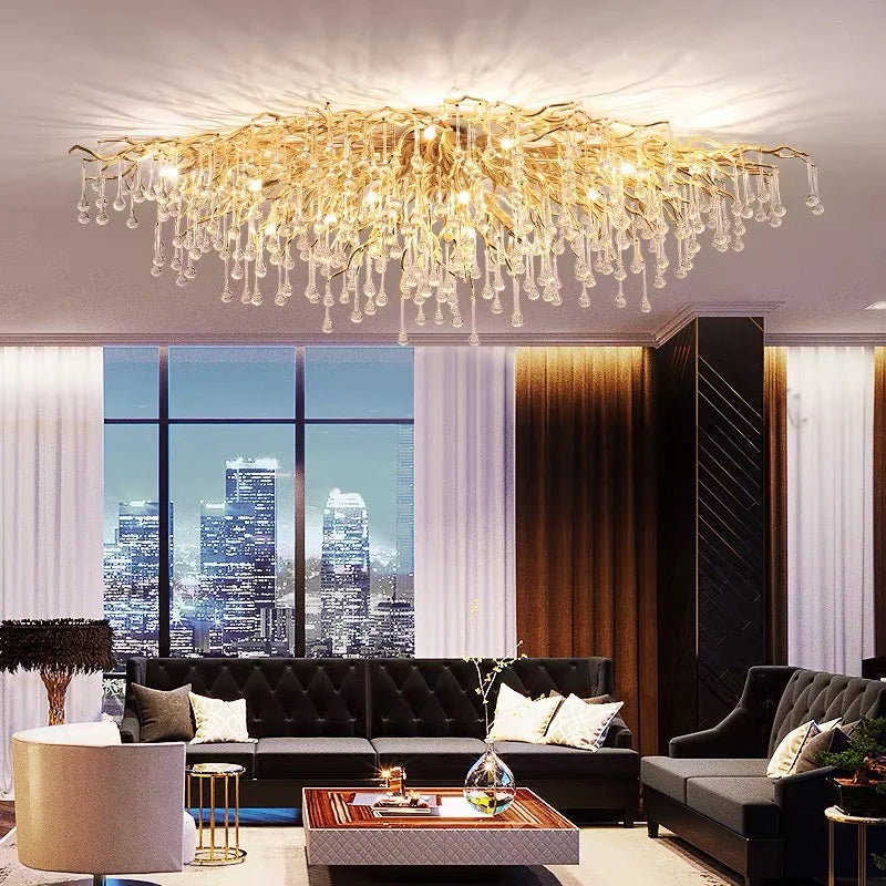 Afralia™ Crystal Luxury Ceiling Chandelier: Modern Living Dining Bedroom Pendant Lights