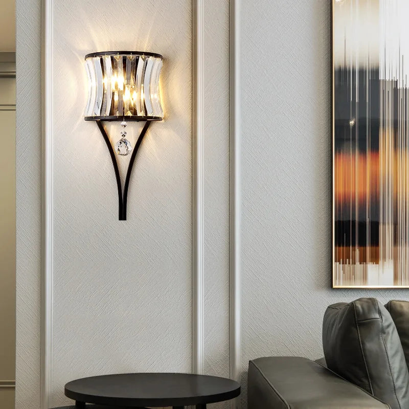 Afralia™ Teardrop Crystal Wall Lamp: Simplistic Luxury for Bedroom, Living Room, and Aisle