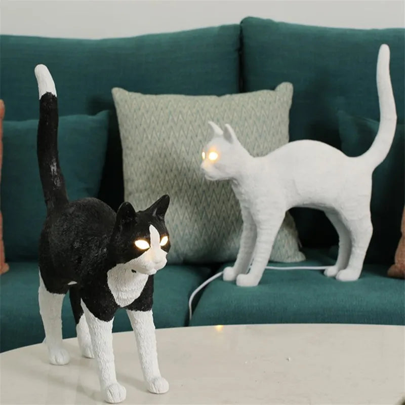 Nordic Cat LED Desk Lamp by Afralia™ - Resin Animal Light for Kids Room Decor