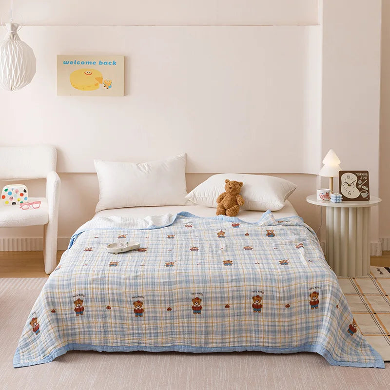 Afralia™ Six-Layer Cotton Towel Blanket: Bubble Gauze Bed Cover, Skin-Friendly, Summer Cool Quilt