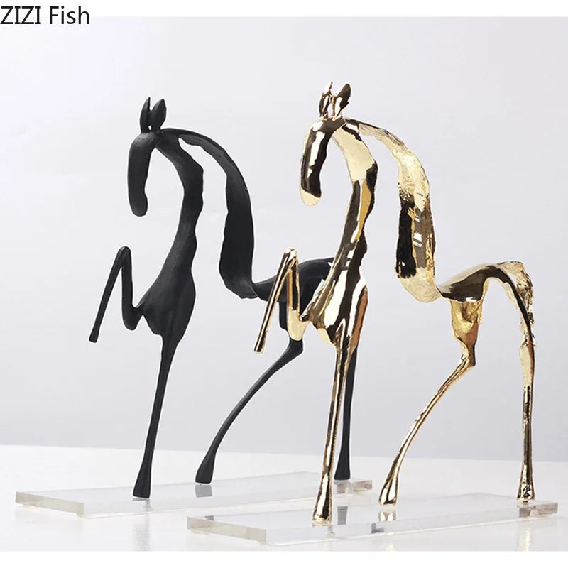 Afralia™ Hollow-out Horse Sculpture | Metal Desk Decoration for Room Aesthetics