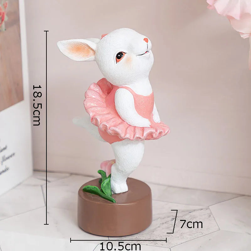 Afralia™ Ballet Rabbit Dancer Sculpture - Cute Ballerina Statue for Modern Desk Decor