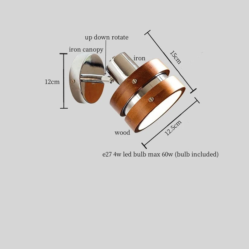 Afralia™ Vintage Iron Wood LED Wall Lamp Swing Arm Aplique Pared