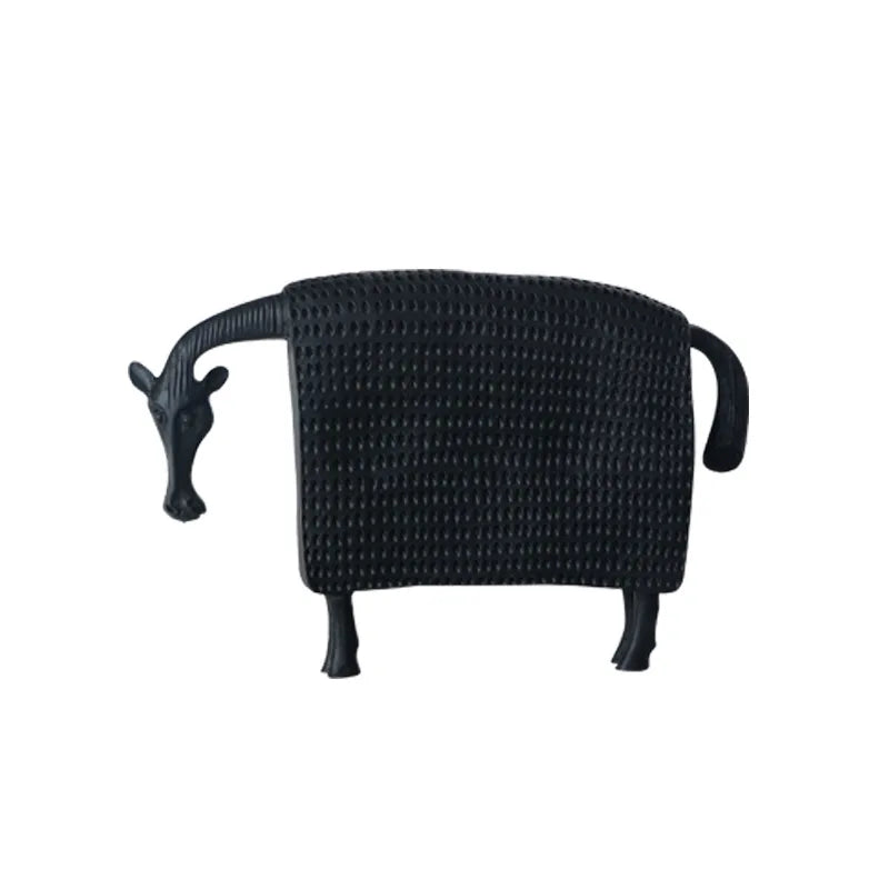 Afralia™ Black Cow Ox Resin Sculpture Figurine - Room Decor Art Statue