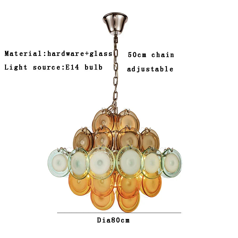 Afralia™ Colorful Glass LED Ceiling Chandelier: Vintage Pendant Home Decoration for Living Room