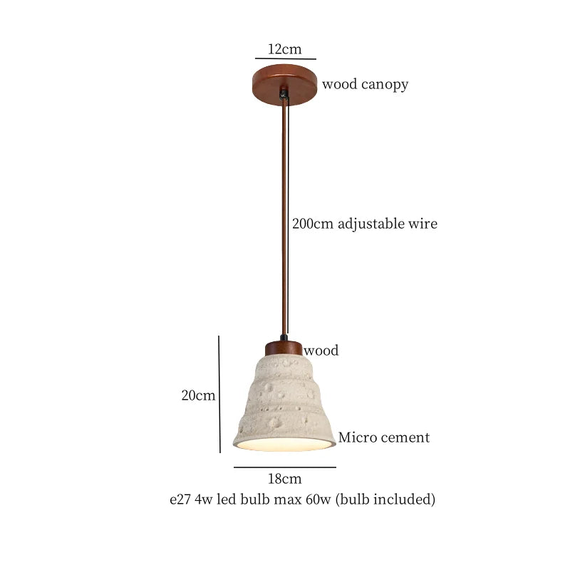 Afralia™ Cement LED Pendant Lights: Japanese Vintage Style for Bedroom, Living, Dining Room