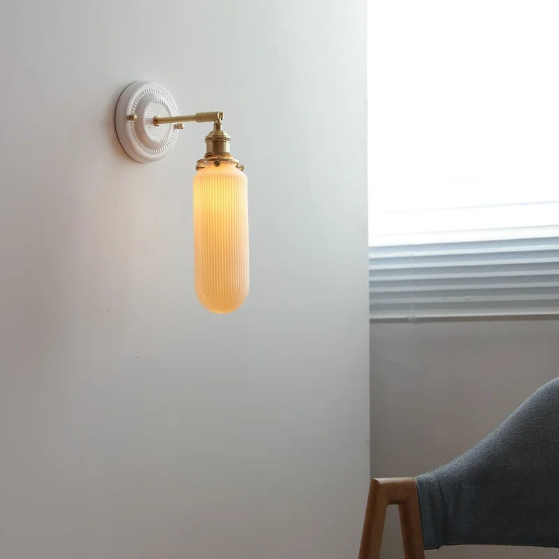Afralia™ Ceramic LED Wall Light with Knob Switch, Nordic Modern Design for Bedroom and Bathroom