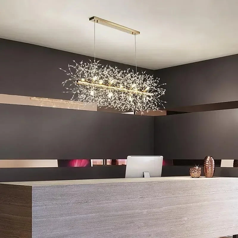 Afralia™ Dandelion Crystal Ceiling Lamp Chandelier for Bedroom Dining Room Kitchen Island