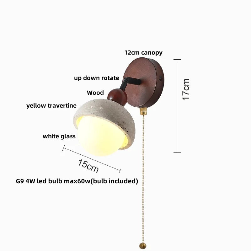 Afralia™ Yellow Travertine LED Wall Lights Pull Chain Nordic Modern Stair Light
