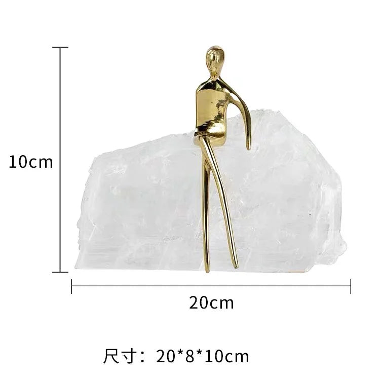 Afralia™ Golden Man Crystal Mountain Sculpture Home Decor Handcraft