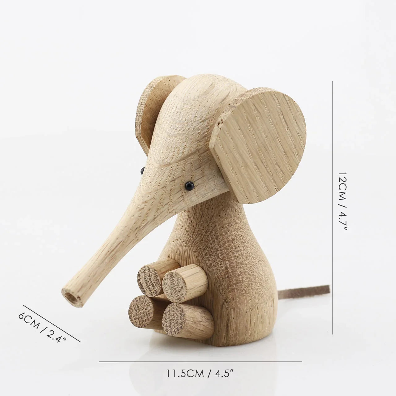 Solid Oak Wood Elephant Calf Figurines by Afralia™: Miniature Animals for Children's Room Decor