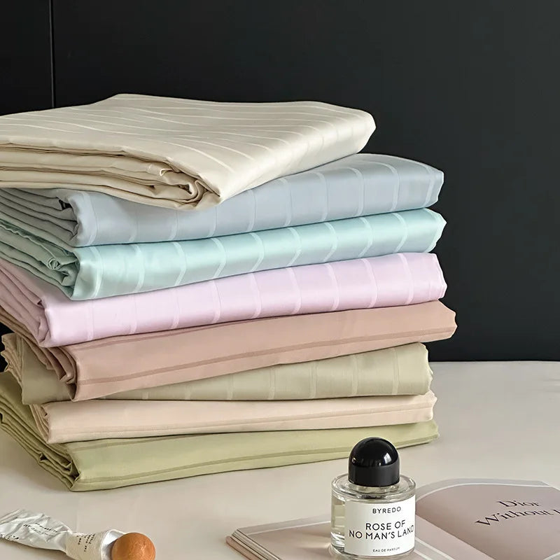 Afralia™ Soft Jacquard Satin Cotton Bed Sheet Single Bedsheet Smooth Cozy Cover