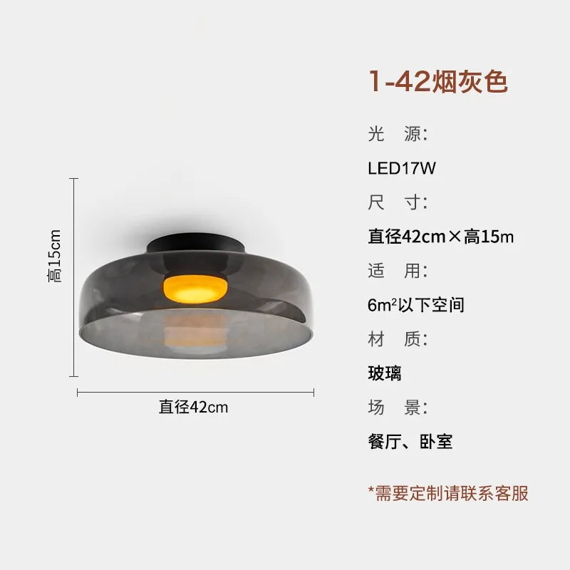 Afralia™ Glass LED Ceiling Light in Amber/Gray/Green - Modern Indoor Lighting for Various Spaces