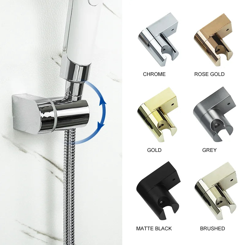 Afralia™ Gold ABS Shower Head Holder Stand Rotatable Bracket Bathroom Accessories