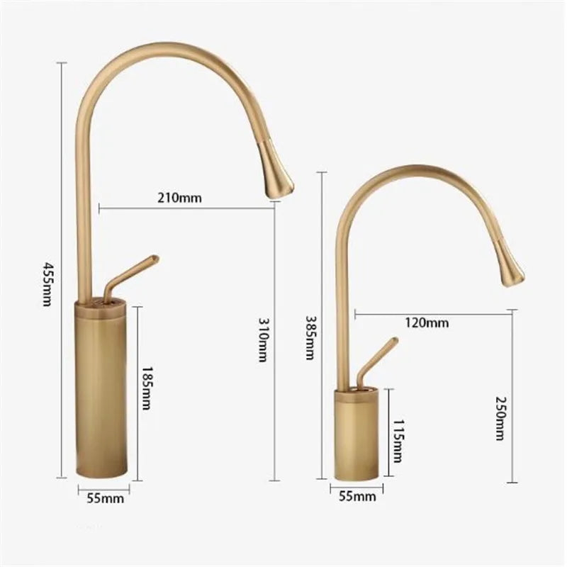 Afralia™ Antique Brass Bathroom Basin Faucet Hot Cold Black Sink Mixer Kitchen Water Crane
