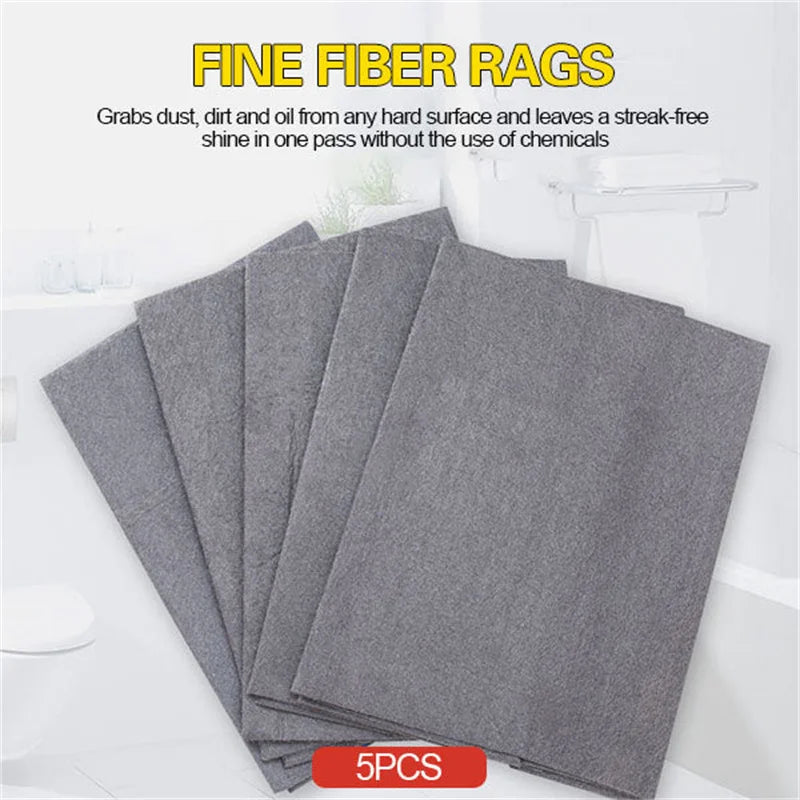 Afralia™ Microfiber Cleaning Cloth Set 5Pcs for Kitchen Bathroom Car