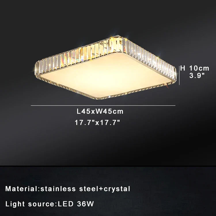 Afralia™ Luxury Crystal Ceiling Light, Modern LED Gold/Silver, Dimmable, Round/Square Design
