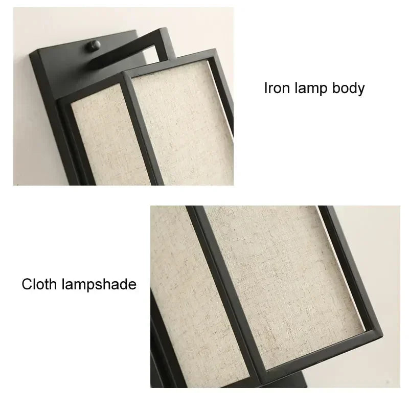 Afralia™ Chinese Style Iron Art Wall Lamp with Linen Cloth Cover