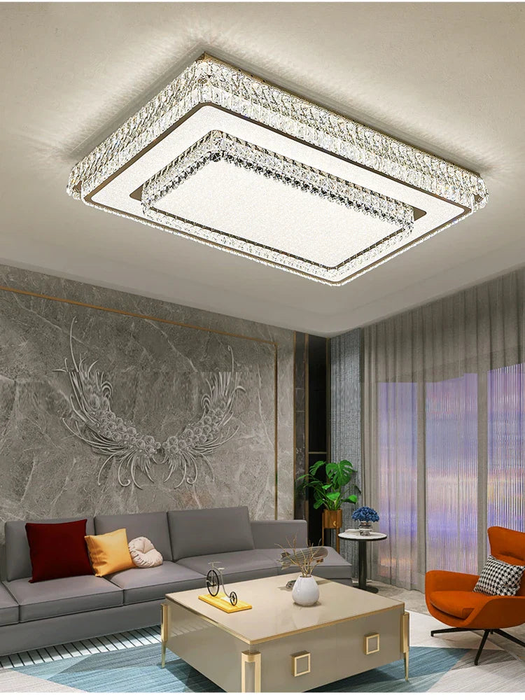 Afralia™ Modern Crystal LED Ceiling Lights for Bright Living Room Decor