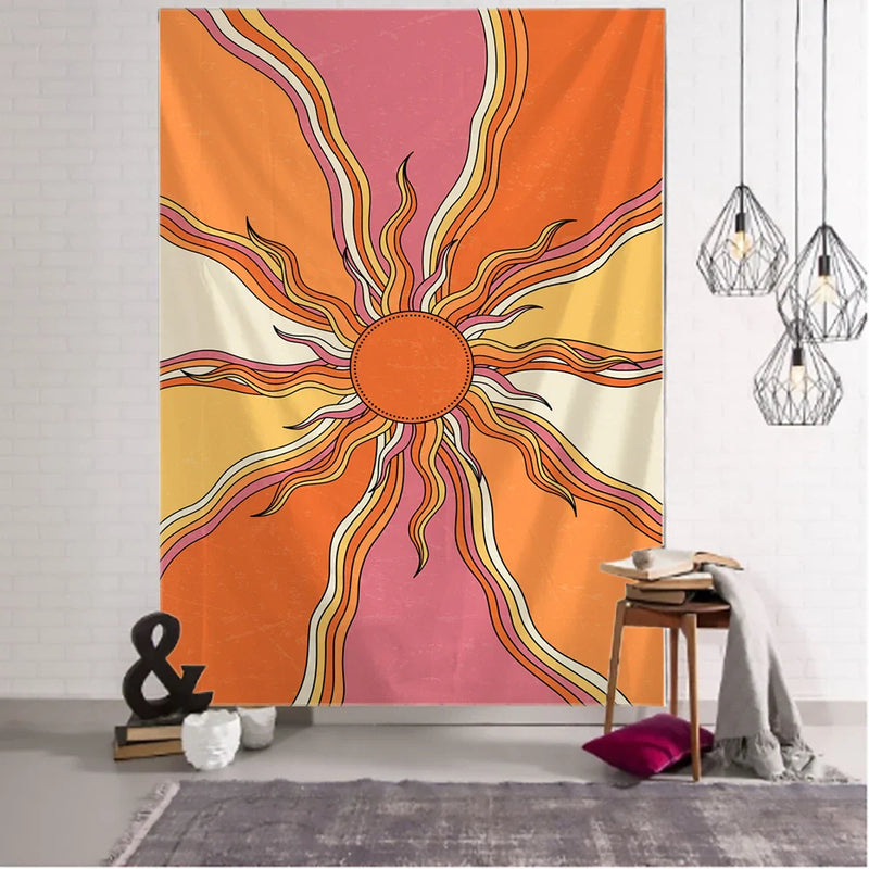 Colorful Sun Hippie Tapestry Wall Hanging by Afralia™ - Boho Chic Home Decor