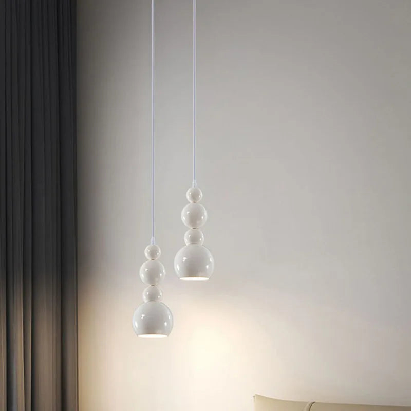 Afralia™ White Metal Pendant Lights: Bedroom Dining Room Indoor Lamp, E14 Bulb, Art Deco.