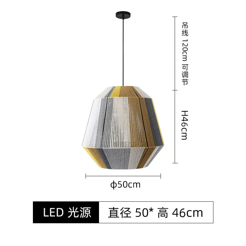 Afralia™ Japanese Hemp Rope Pendant Lights for Zen Art Living Room Decor