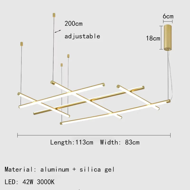 Afralia™ LED Linear Ceiling Chandelier Italian Designer Luxury Dining Room Chandelier